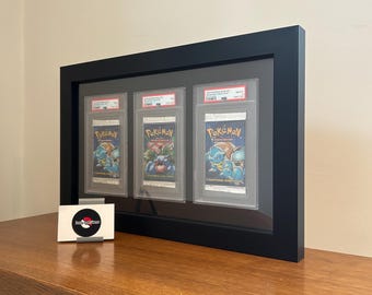 Expositor enmarcado para 3 paquetes de refuerzo clasificados: PSA, Pokémon, TCG