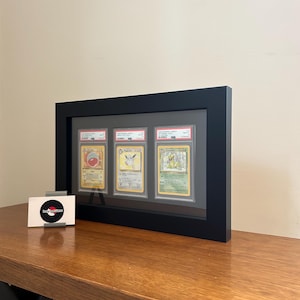 Expositor enmarcado para 3 cartas clasificadas: PSA, CGC, Pokémon, TCG imagen 1