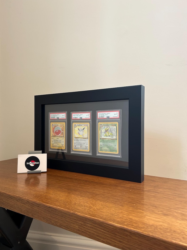 Expositor enmarcado para 3 cartas clasificadas: PSA, CGC, Pokémon, TCG imagen 1