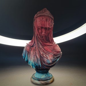 Veiled Virgin Bust, Veiled Lady Sculpture, Mery Statue, Veiled Sculpture, 5,5 ınches, Hand Paint