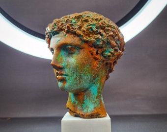 Hermes Bust, Hermes Sculpture, Ancient Greek Statue, Greek Gods, 5.2 inch (13cm)