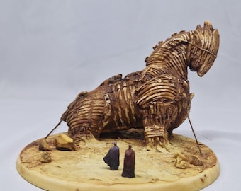 Trojan Horse, Odyssey, Troy Fantasy Artwork, Troy Sculpture, Hand Made ("7 inch)