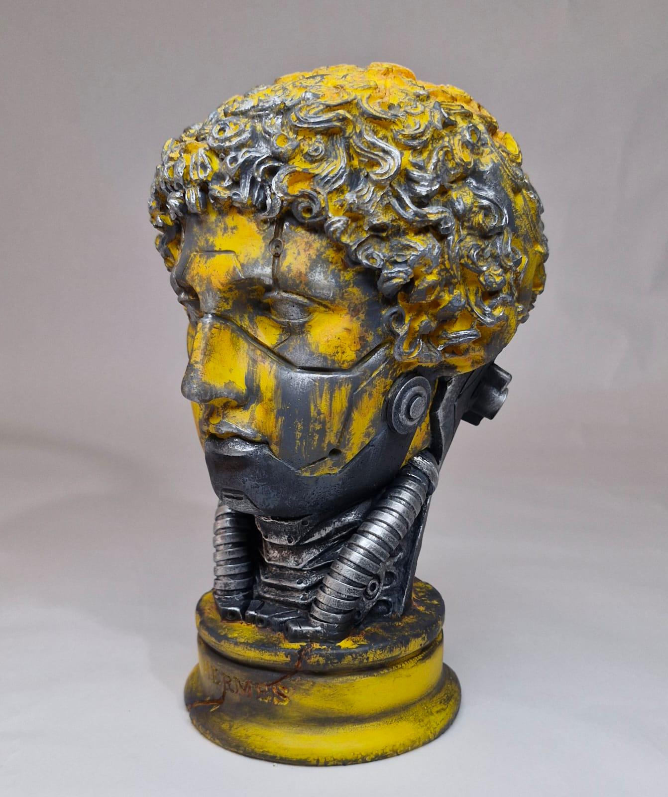 Cyborg Hermes Bust, Hermes Sculpture, Ancient Sci-Fi Art, Robotic Hermes Statue, 8.5inch
