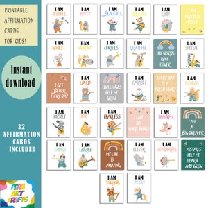 Afdrukbare positieve affirmatiekaarten voor kinderen, positiviteitskaarten voor kinderen, motivatiekaarten, bevestigingskaarten voor kinderen, dagelijkse bevestiging
