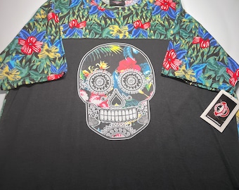 New York Area Code 212 Skull Floral Graphic XL Woman