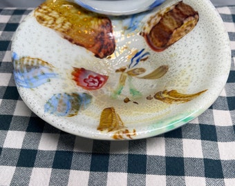 Vintage Italian Murano Hand Blown Tutti Frutti Silver Flakes Mid Century Multicolor