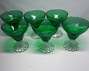 Anchor Hocking Green Burple Cocktail Sherbet Glasses 5OZ 3.75W x3.75 H x3.75 Diameter 6 Pieces Forest Green
