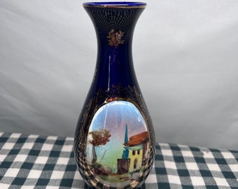 Cobalt Blue Gold Accents Hand Painted #1143 Made In Portugal