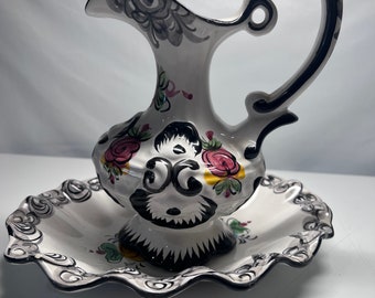 Vestal Alcobaça Handpainted Pitcher Plate Set #1036