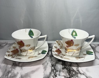 Teavana Exclusive Collection Dandelions Butterfly With Gold Accents Bone China 6ox Capacity