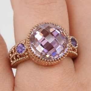 August and February Birthstone Ring Spinel Amethyst Artisanal Gemstones Ring Vintage Style Engagement Ring A Beautiful Symbol Of Love image 2