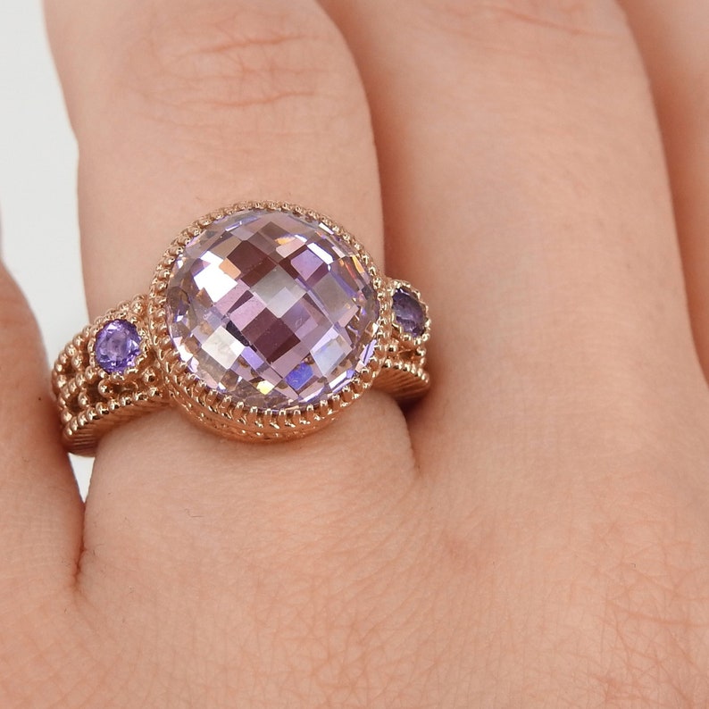 August and February Birthstone Ring Spinel Amethyst Artisanal Gemstones Ring Vintage Style Engagement Ring A Beautiful Symbol Of Love image 2