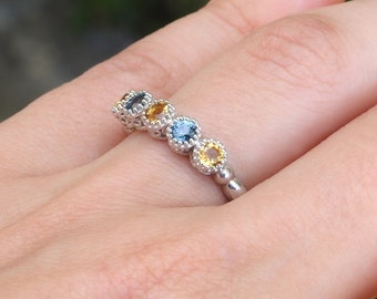 November August Birthstone Ring, Citrine And Blue Spinel Gemstone Ring The Perfect Gift For Someone Special