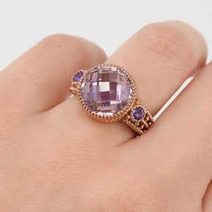 August and February Birthstone Ring Spinel Amethyst Artisanal Gemstones Ring Vintage Style Engagement Ring A Beautiful Symbol Of Love image 5