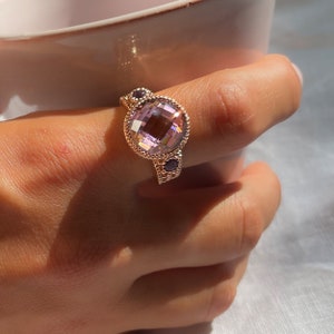 August and February Birthstone Ring Spinel Amethyst Artisanal Gemstones Ring Vintage Style Engagement Ring A Beautiful Symbol Of Love image 7
