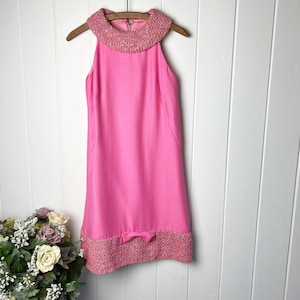 Vintage 1950’s-1960’s Sleeveless Embellished Pink Dress