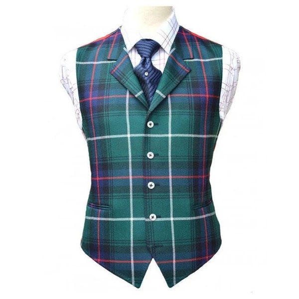 Men's Highland Bias Cut 4 Button Wedding Kilt Vest | Scottish Handmade Tartan Vest | Custom Made
