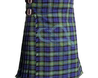 Kilt Scozzese Tradizionale Campbell Tartan – 5 Yard Di Lana Acrilica, Plissettato, Con Cinghie In Vera Pelle, Lunghezza 61 Cm, Per Eventi Formali E Informali