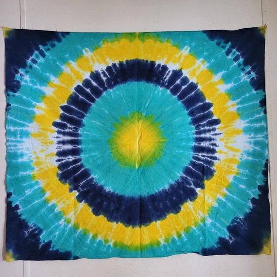 Blue and yellow tapestry sale