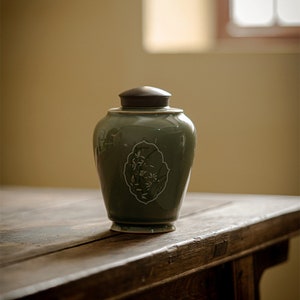 Ceramic Tea Canister Japanese Style Green Glaze With Orchid - Etsy