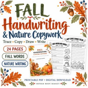 Fall Handwriting Workbook for Kids: Autumn Copywork and Nature Study Printable