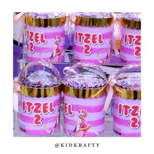 Luli Pampin favors-Customized Luli Pampin Pink & Gold Party Favors –Personalized Pringles Shaker Cans with Name and Age –Set of 12- Pringles