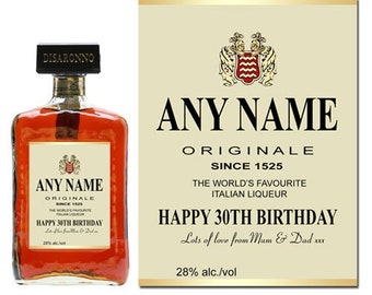 Personalised Disaronno Amaretto Label Novelty Gift Birthday Whiskey Father's Fathers Day Dad Boyfriend Girlfriend Husband (NO DRINK)