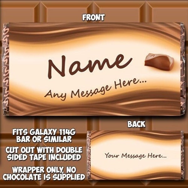 Chocolate Bar Wrapper Personalised fits Galaxy Father's Fathers Day Dad Easter Eid Boyfriend Husband Girlfriend Birthday (NO CHOCOLATE)