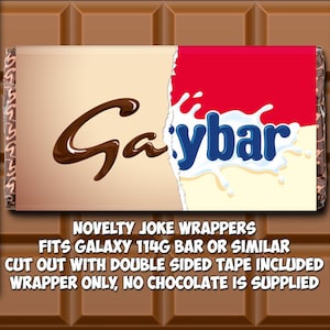 Gaybar Chocolate Bar Wrapper (+1 Free Mystery Wrapper) Novelty Joke Funny Rude Valentines Valentine's Day Boyfriend Husband (NO CHOCOLATE)