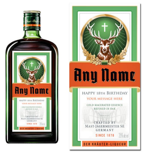 Personalised Jagermeister Label Father's Day Novelty Gift Birthday Father's Fathers Day Dad Boyfriend Wife Husband Idea (NO DRINK)