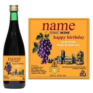 Personalised Buckfast Tonic Wine Bottle Label Novelty Gift Father's Fathers Day Dad Boyfriend Husband Birthday (NO DRINK)