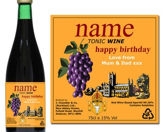 Personalised Buckfast Tonic Wine Bottle Label Novelty Gift Father's Fathers Day Dad Boyfriend Husband Birthday (NO DRINK)