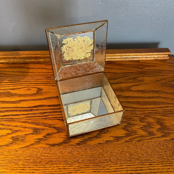 Mirrored and Pressed Glass Botanical Jewelry Box … - image 4