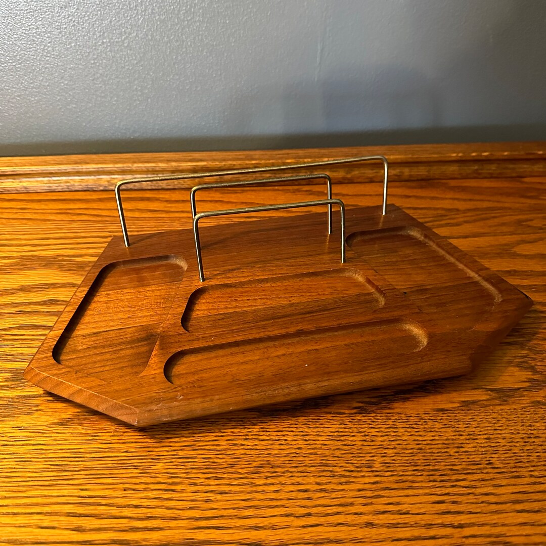 Genuine Walnut Dresser Tray With Mail Holder Wooden Dresser Etsy