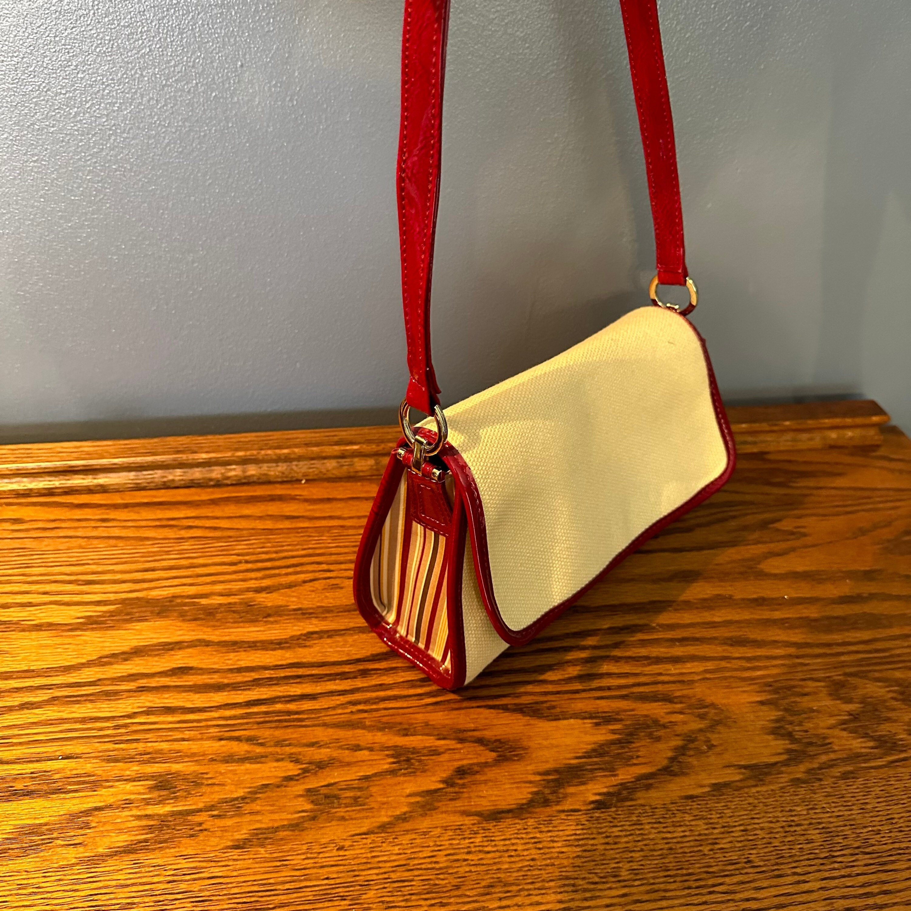 Handbag Vintage 1980's Liz Claiborne Handbag Doctor Bag Style Signature  Beige Preppy Purse