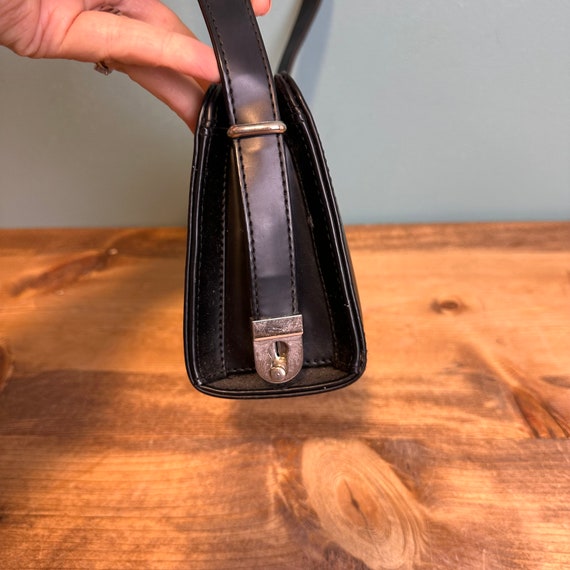 Mid Century Navy Blue Shoulder Strap Purse with A… - image 2