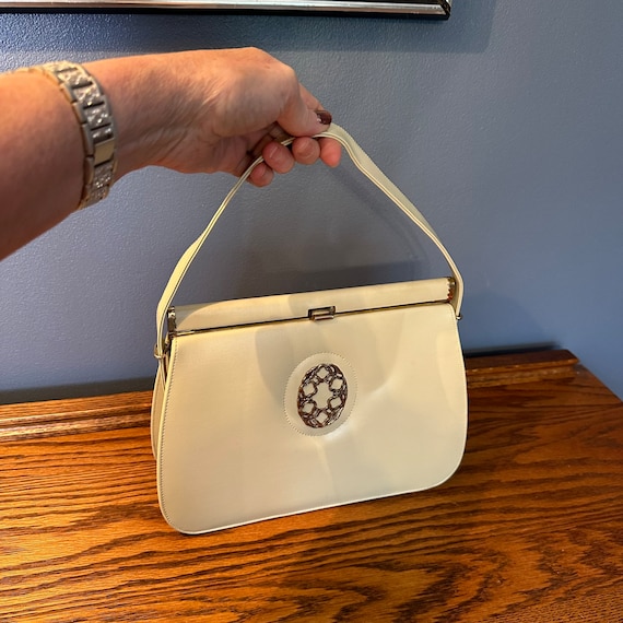 White vintage top handle purse - Gem