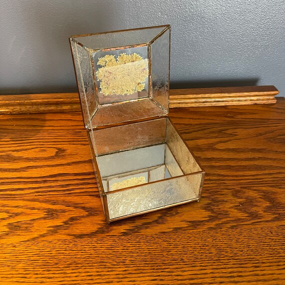 Mirrored and Pressed Glass Botanical Jewelry Box … - image 6