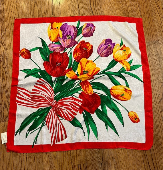 Nordstrom Floral 100% Silk Scarf with Tags - Tulip