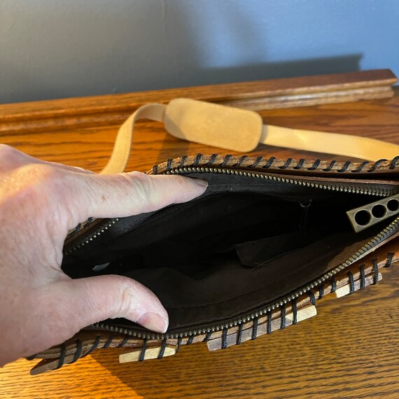 Unique Wood and Suede Vintage Purse - 1970s - image 7