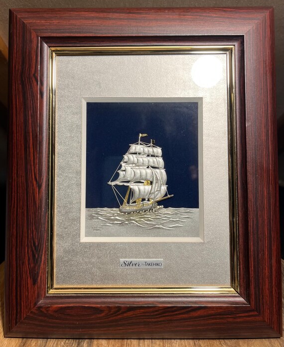 Vintage Takehiko Seki .999 Sterling Silver Clipper Ship Art