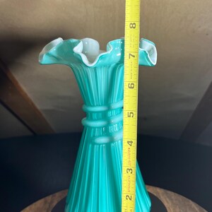 HTF! Fenton Glass Teal Overlay Wheat Vase - Etsy