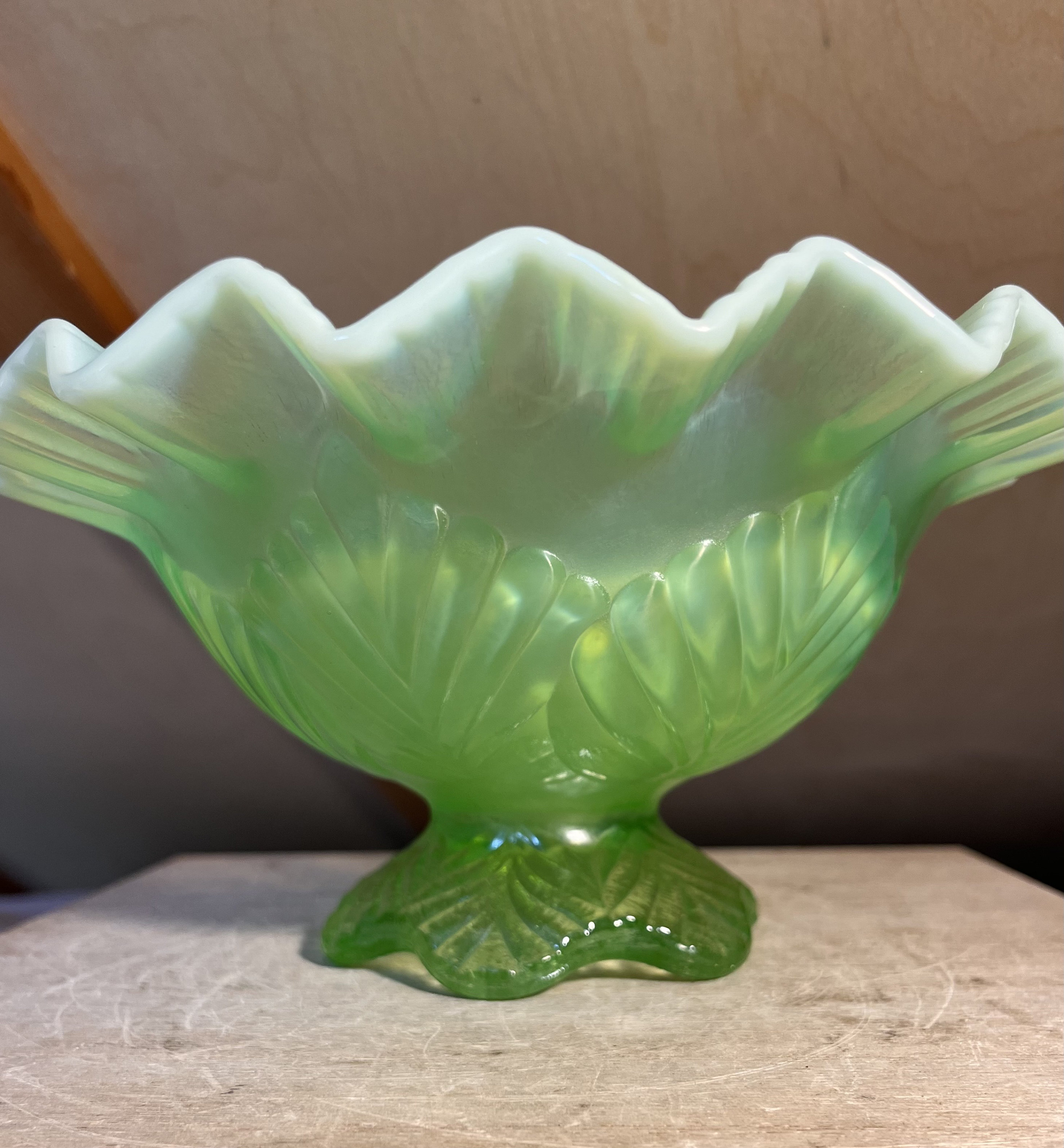 Fenton Glass Vase. Fenton Key Lime Uranium Glass Epergne Vase Etsy