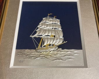 TAKEHIKO 武比古 SILVER999 純銀 Clipper Ship Vintage Takehiko Seki .999 Sterling Silver Clipper Ship Art