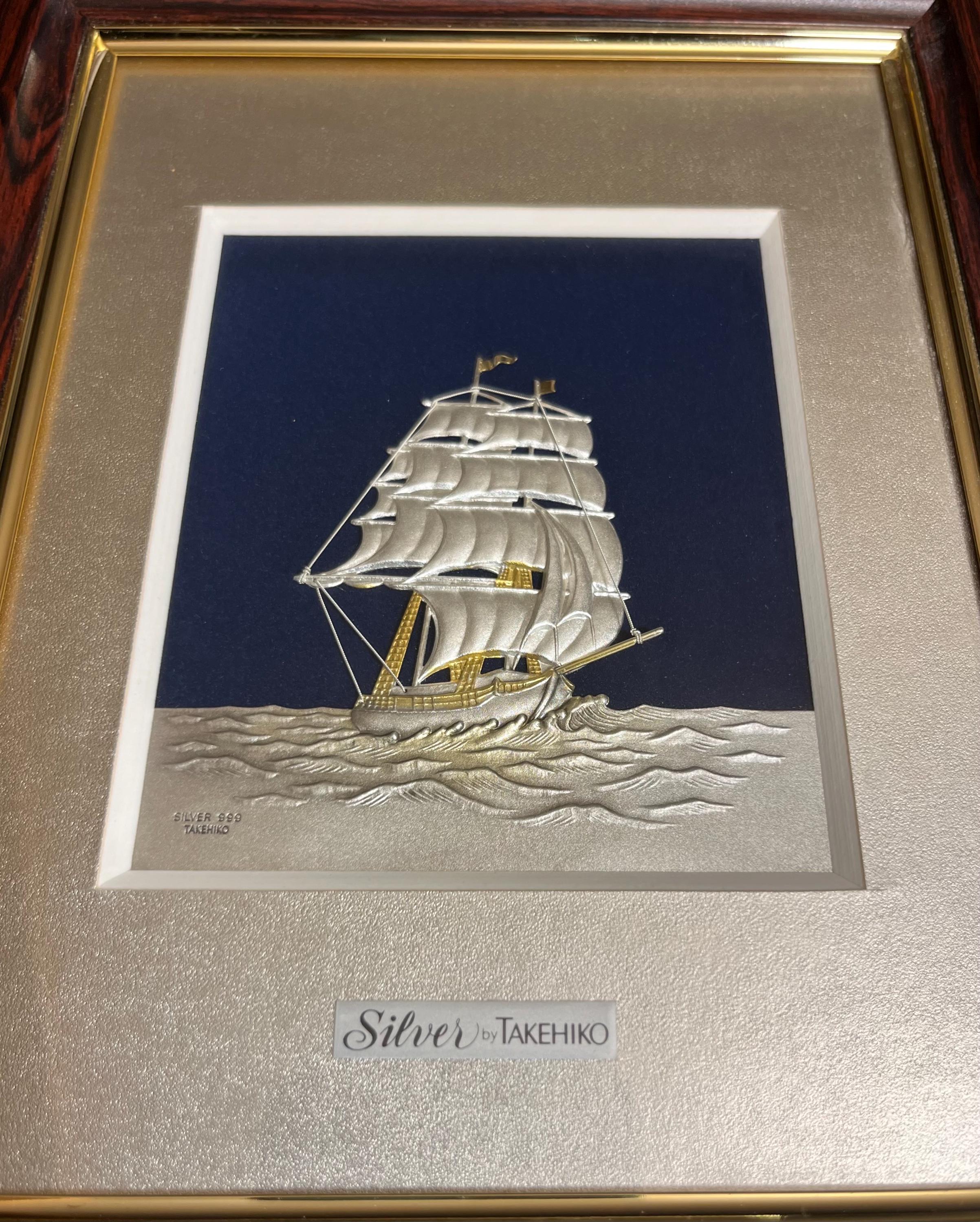 TAKEHIKO 武比古 SILVER999 純銀 Clipper Ship Vintage Takehiko Seki .999 Sterling Silver Clipper Ship Art