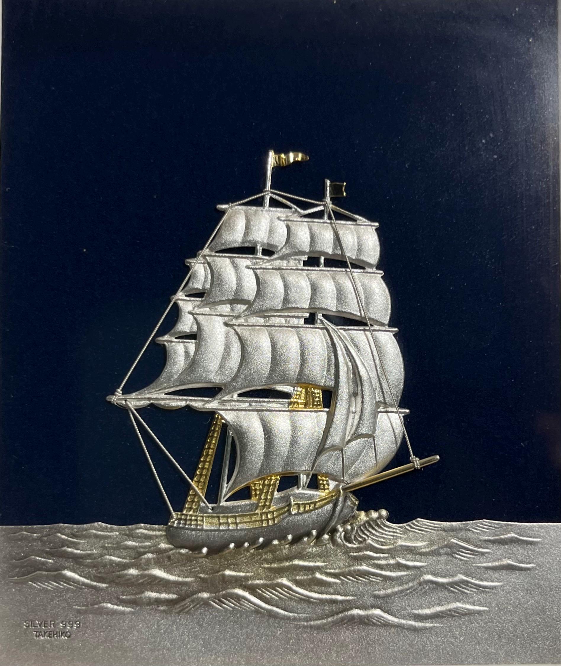 TAKEHIKO 武比古 SILVER999 純銀 Clipper Ship Vintage Takehiko Seki .999 Sterling Silver Clipper Ship Art