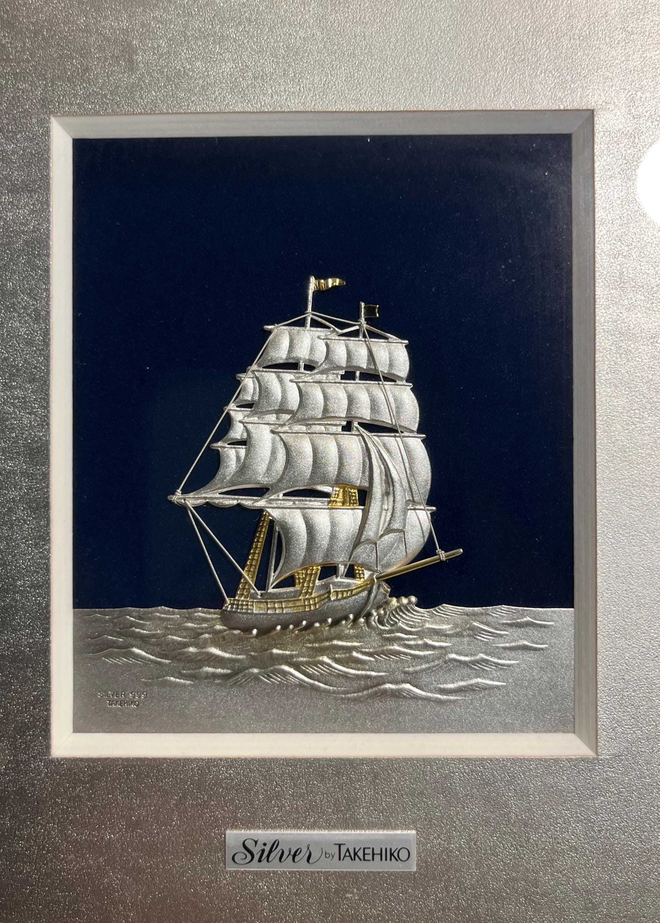 Vintage Takehiko Seki .999 Sterling Silver Clipper Ship Art
