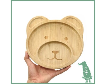 Baby bamboo plate with suction plate | Toddler | Bear | Crockery
