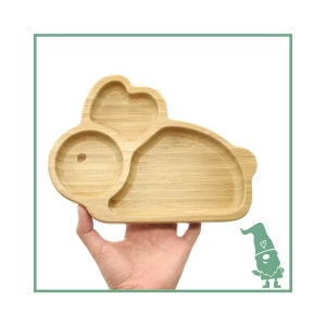 Baby bamboo plate with suction plate | Toddler | rabbit | Dishes