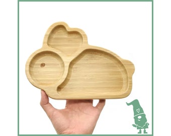 Baby bamboo plate with suction plate | Toddler | rabbit | Dishes